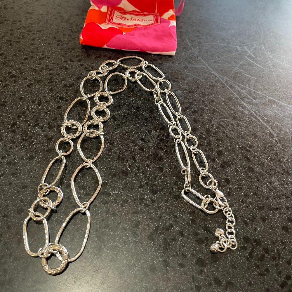 Brighton Pebble Silver Toned Long Chain Link Necklace - Picture 2 of 6